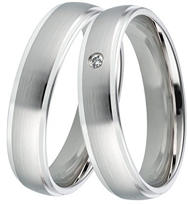 DOOSTI Trauringe 500/- Palladium mit Brillant - inkl. Gratis Gravur