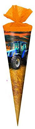 Schultüte / Zuckertüte / Länge: 35cm / rund / Traktor