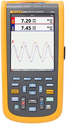 Fluke 125B Industrial ScopeMeter Oscilloscope with Bus Health, Power Measurement, and Harmonics Mode