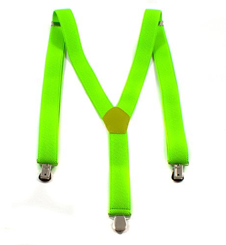 1buy3 Hosenträger Neongrün| Unisex | Y-Form | Männer & Frauen | 3 Clips | ab 6 Jahren|verstellbar | über 28 Modelle