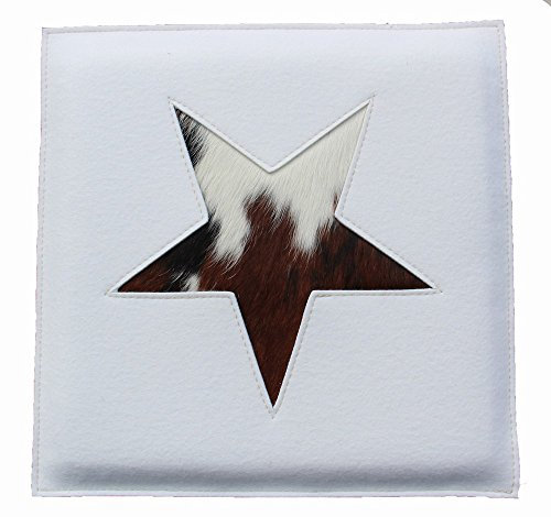 Stuhlkissen STERN weiss Filz echtes Kuhfell Kuh Motiv Sitzkissen ca 33 x 33
