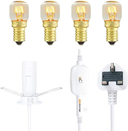 SourceDIY Salt Lamp Replacement Light Fitting with Touch Dimmer Switch + 4 Units of 15-Watt E14 Incandescent Oven Bulb