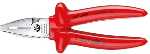 GEDORE Kraft-Kombinationszange mit Tauchisolierung 160 mm, 1 Stück, VDE 8250-160