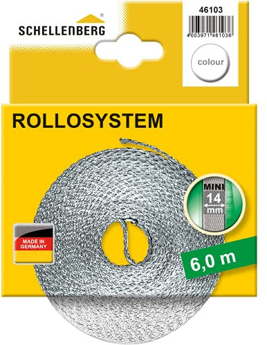 Schellenberg 46103 Sangle pour volet roulant, 14 mm, 6 m, Blanc