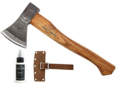 1844 Helko Werk Germany Traditional Rheinland Hatchet - Made in Germany Camping and Bushcraft Hatchets, Backpacking Handmade German Small Axe - Head 1.25 lbs, Handle 14 in. (Rheinland Hatchet) #11326