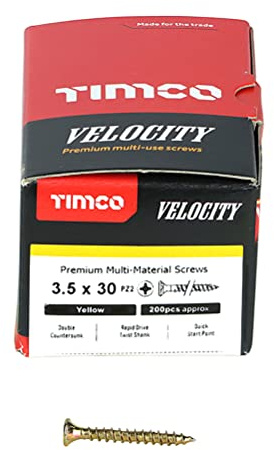 TIMco 35030VY PZ2 CSK ZYP Velocity Screw 3.5 x 30 - Yellow (Box of 200)