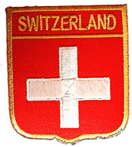 Catch the Patch Schweiz Aufnäher zum Aufbügeln 6,3 x 7,3 cm Bügelbild für Erwachsene Kinder mit Original Nationalflagge, Reisemotiv Souvenir Patches
