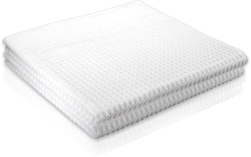 Castejo CA9035 verschieden Größen Handtücher, Duschtücher, Badevorleger, Frottiertücher, Frottier, mit Waffelmuster-Optik und griechischer Borte, Farbe weiß Gewicht: ca. 450g/qm (70x140cm)