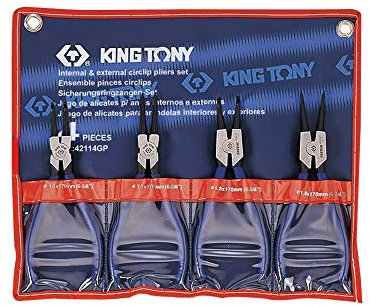KING TONY 42114GP Trousse de Pinces Circlips, Set de 4