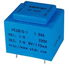 YHDC PCB Welding Isolation Transformer PE2815-I 1.5VA 230V/9V