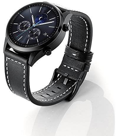 SUNDAREE Kompatibel mit Galaxy Watch 3 45 Armband, 22 mm, Schwarz, Ersatzarmband, Echtleder, für Samsung Galaxy Watch 46 mm/Watch 3 45 MM/S3 Frontier/Garmin Vívoactive 4