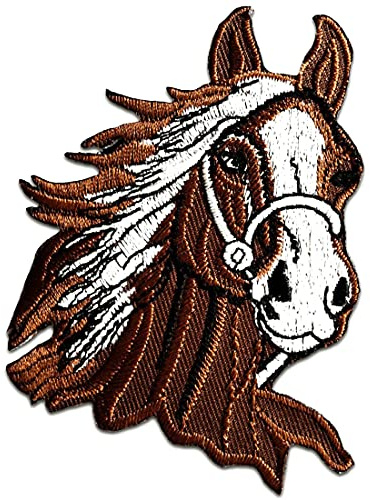 Catch the Patch Pferd Hengst Aufnäher zum Aufbügeln 7,3 x 9 cm Bügelbild für Kinder Mädchen mit Lieblingstier Wild, Bügelpatch Patches Bügelflicken