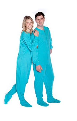 BIG FEET PAJAMA CO. Body Adulte Tricot Jersey aux Pieds de Pyjama X-Grand Turquoise