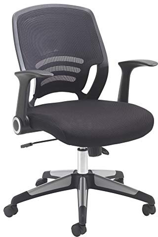Office Hippo Desk Chair, Ergonomic Mesh Back Computer Chair With Synchro Recline and Folding, Flip-Up Arms, Black