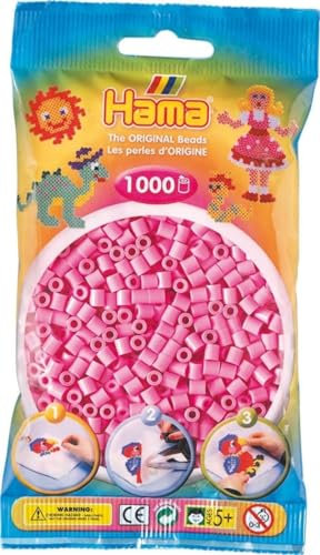 Hama - 207-48 - Loisirs Créatifs - Perles et Bijoux - Sachet 1000 Perles - Rose Pastel Taille Unique