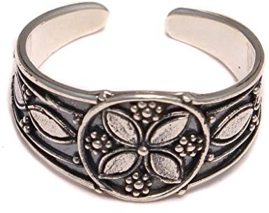 loveyourdiamonds kleiner Zehenring mit Blumen Ornament aus 925 Sterling Silber