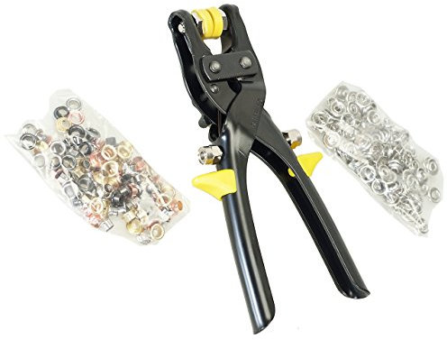 Alkan Pince 2 en 1 bouton pression et pince à œillets (Kit installation) avec œillets multicolores de 5 mm de diamètre du trou et 25 boutons pression