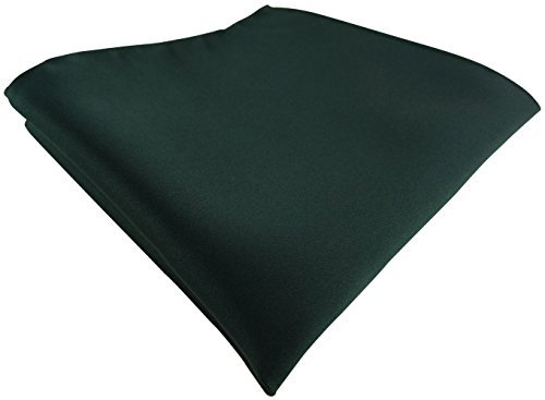 TigerTie Satin Einstecktuch in dunkelgrün einfarbig Uni - Tuch Polyester - Größe 26 x 26 cm