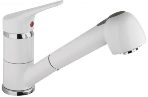 Schläfer 5004114, Weiß Küchenarmatur ausziehbar mit Dual-Spülbrause, Wasserhahn Küche 360° schwenkbar Spültischarmatur Hochdruck Armatur Einhebelmischer Mischbatterie für Spülbecken, Hochdruck-Armatur