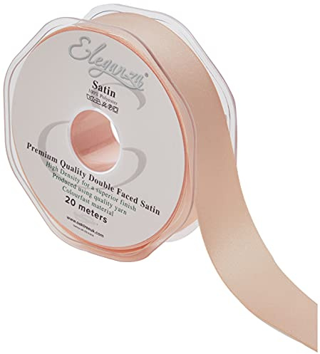 ELEGANZA Double Faced Satin 25mm x 20m Champagne Gold No.64, 25 mm x 20 m