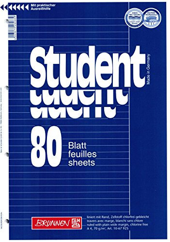 Collegeblock/Schreibblock Brunnen 80 Blatt/liniert mit Rand - A4 (Lin. 25)