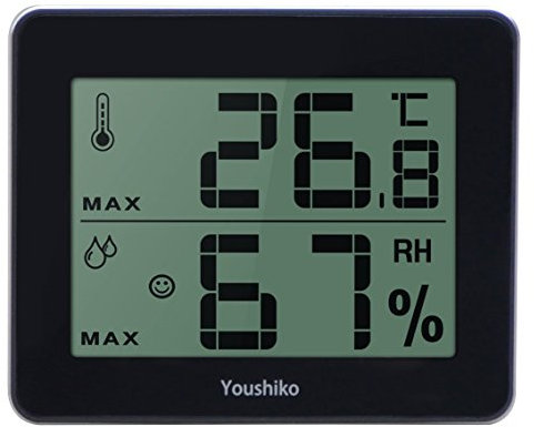 Youshiko Large Digital Thermo-Hygrometer, Indoor Weather Thermometer Hygrometer Gauge, Monitor Temperature and Humidity Meter for Home Office, Min/Max Records
