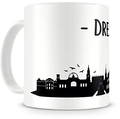 Samunshi® Dresden Skyline Tasse Kaffeetasse Teetasse H:95mm/D:82mm weiß