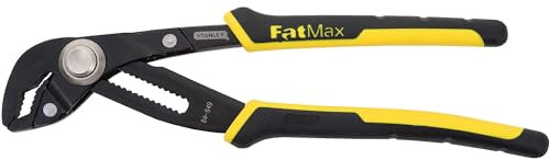 STANLEY 0-84-649 Pince Multiprise Gamme FATMAX - Mâchoire Renforcée Par Induction - Bouton Pushlock 17 Positions - Poignée Bi Matière - Finition Black Chrome - Normes Iso/Din 8976.