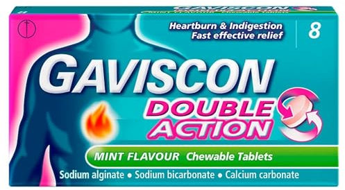 Gaviscon Double Action Tablets Heartburn Indigestion Mint 8 pack