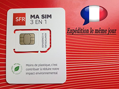 PA83® Carte SIM SFR prépayée sans engagement 10 euros de crédit offert