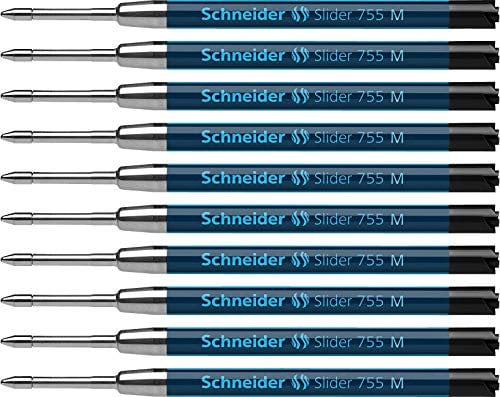 Schneider Slider 755 Ersatzmine (ViscoGlide-Technologie, dokumentenecht, M=Mittelstrich) 10er Packung, schwarz