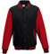 Just Hoods College Jacke 'Varsity Jacket, Tiefschwarz/Feuerrot, M