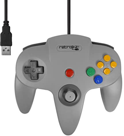 Retro-Link N64 Style Wired USB Controller for PC & Mac - Grey by Retrolink