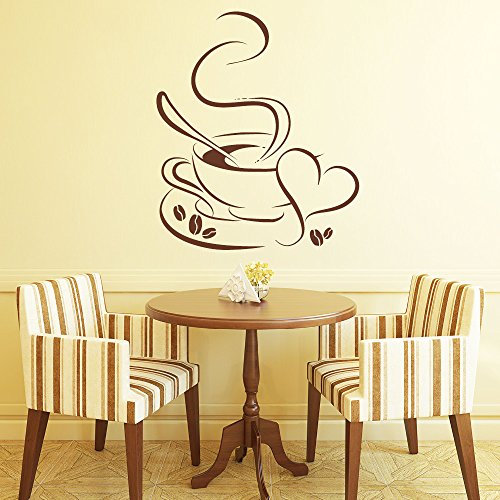 Wandtattoo Loft Wandaufkleber „Kaffee Tasse mit Herz“ - Wandtattoo Küche Dekoration/ 30 Farben / 4 Größen