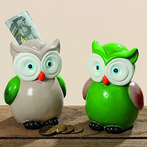 Geschenkestadl 2er Set Spardose süsse Eulen je 10cm Sparbüchse Eulen Sparschwein