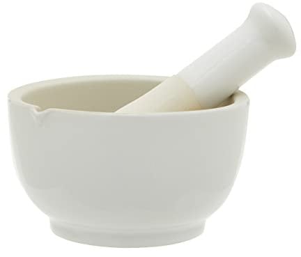 Premier Housewares Stoneware Mortar and Pestle - White,H7 x W12.50 x D12.50cm