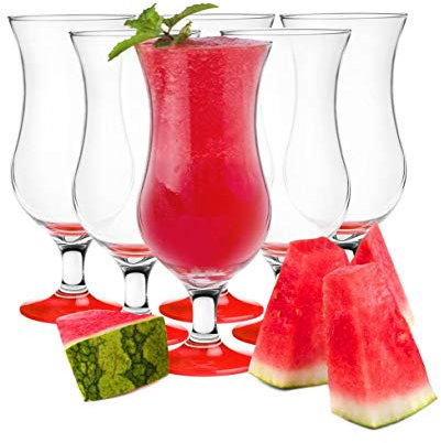 Sendez 6 Stück Cocktailgläser 480ml 9 Varianten Hurricane Longdrinkgläser Bargläser (Rot)