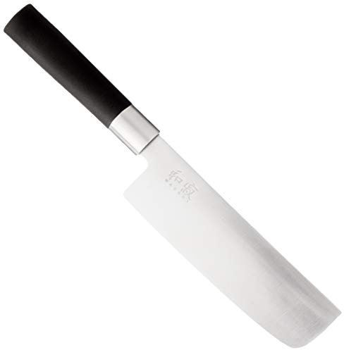 KAI Wasabi Black Nakiri 16,5 cm Klingenlänge - rostfreier 6A/1K6 Edelstahl poliert 58 (±1) HRC - schwarzer Polypropylen Griff - Gemüsemesser - Made in Japan