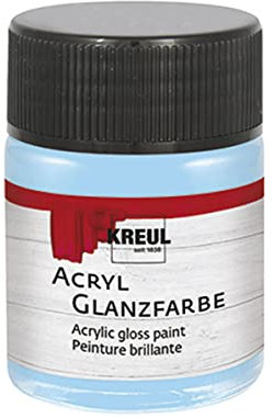KREUL 79522 - Pintura acrílica brillante, tarro de 50 ml en azul claro, pintura acrílica lisa brillante para pintar y hacer manualidades, a base de agua, resistente a la saliva