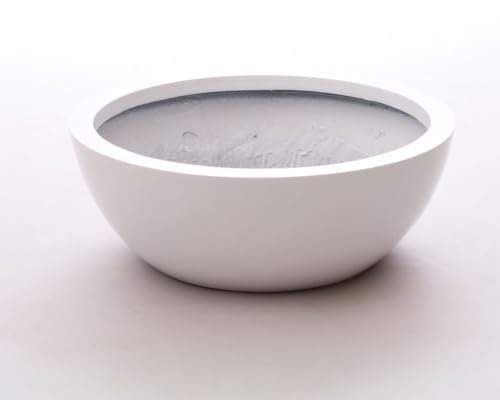 Elegant Einrichten Pflanzschale Fiberglas rund D55xH19cm Hochglanz weiß
