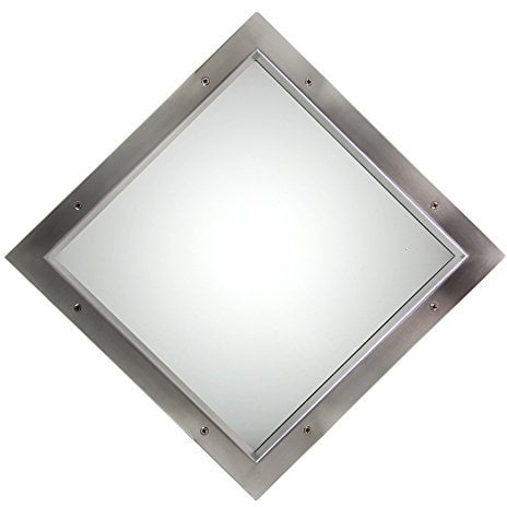 Edelstahl Bullauge TBAM-260 BS Quadrat Milchglas beidseitig verschraubt Türfenster