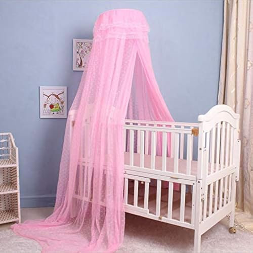 cdycam Baby Infant Kleinkind Bett Dome Babybett Moskitonetzen zum Aufhängen Bett Net Mosquito Bar Rahmen Palace-Style Bettwäsche Set für Wiege (rosa,Moskitonetz ohne Ständer)