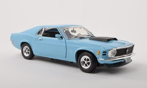 Ford Mustang Boss 429, hellblau, 1970, Modellauto, Fertigmodell, Motormax 1:18