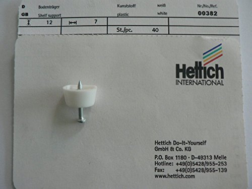 Hettich Bodenträger mit Stift, Kunststoff weiß, 40 Stück, Artikelnr. 382