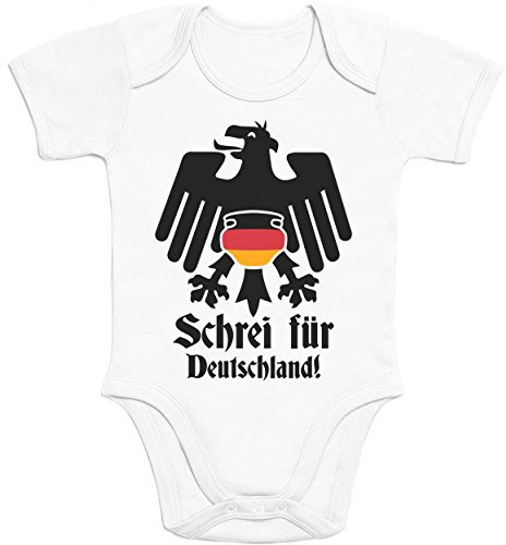 Baby Body Kurzarm Schrei Für Deutschland Lustiger Bundesadler Windel Geschenke 6-12 Monate Weiß