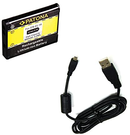 BG akku24 batteria e cavo di ricarica, cavo dati, cavo USB per Nikon Coolpix A100, A300, S32, S2500, S2600, S2700, S2800, S2900, S3000, S3100, S3200, S3300, S3400, S3500, S3600, S3700, S4400, S5200