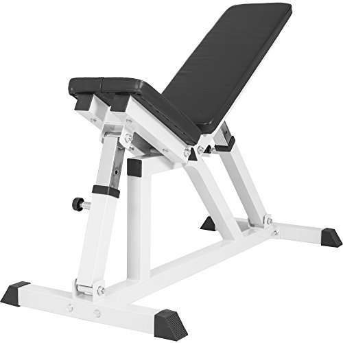 GORILLA SPORTS® Hantelbank - Rückenlehne 7-Fach, Sitz 4-Fach Verstellbar, bis 200 kg Belastbar, Schwarz/Weiß - Trainingsbank, Negativbank, Schrägbank, Fitnessbank, Bench, Flachbank, Fitness, Zuhause