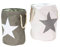 2er Set Wäschesäcke Wäschekörbe Star Sterne im Vintage Look Grau & Weiß