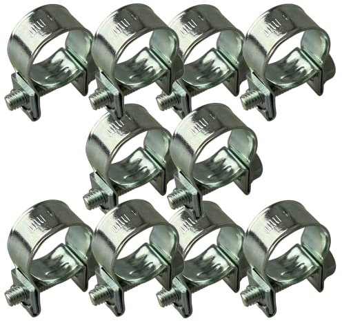 10Pcs/Set Hose Clamps W1 Zinc Plated T-Bolt Mini Fuel Line Pipe Clips 7Mm-20Mm (12-14mm)