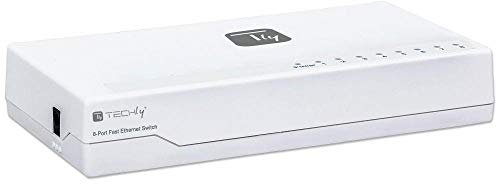 Techly 020522 Switch Hub 10/100 Mbps Fast Ethernet 8 Porte Bianco